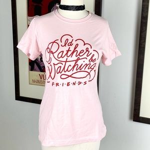 New F•R•I•E•N•D•S I’d Rather Be Watching FRIENDS TV T Shirt S Pink Soft BoxLunch